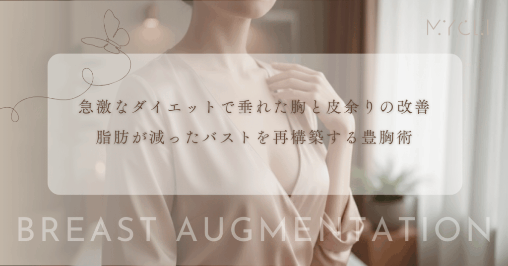 急激なダイエットで垂れた胸と皮余りの改善｜脂肪が減ったバストを再構築する豊胸術