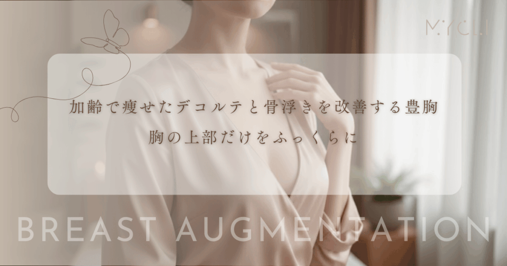 加齢で痩せたデコルテと骨浮きを改善する豊胸｜胸の上部だけをふっくらさせる脂肪注入